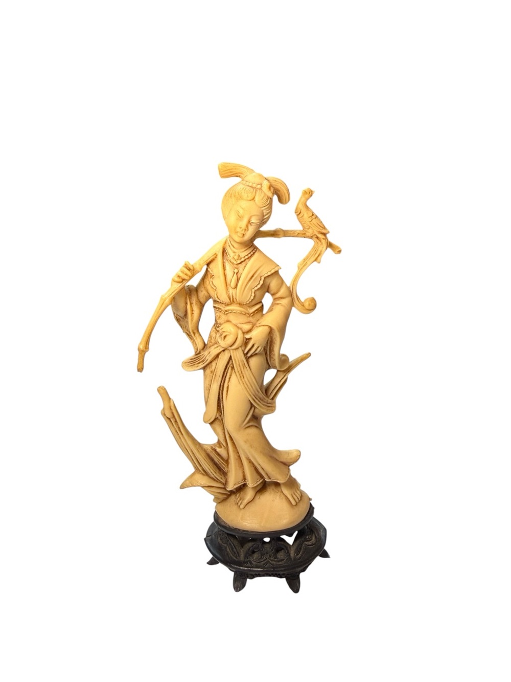 Vintage Italian Geisha Figurine Signed Italy Bird Branch Statue